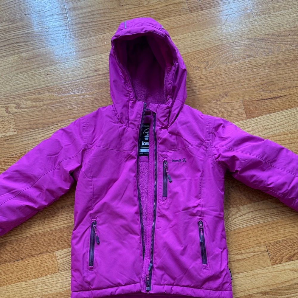 Kamik Girls Winter Ski Jacket Warm size 116/6 girls sz 6 color raspberry like ne